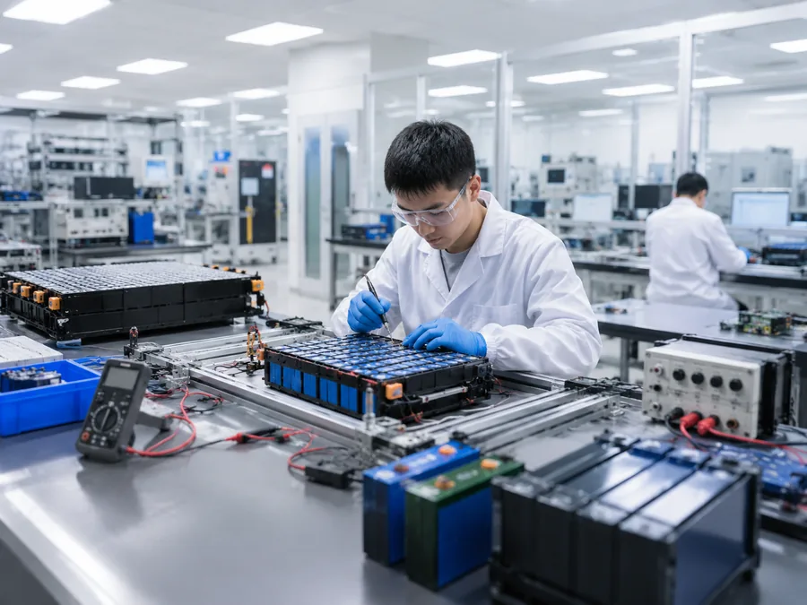 Battery cell inspection and testing scene